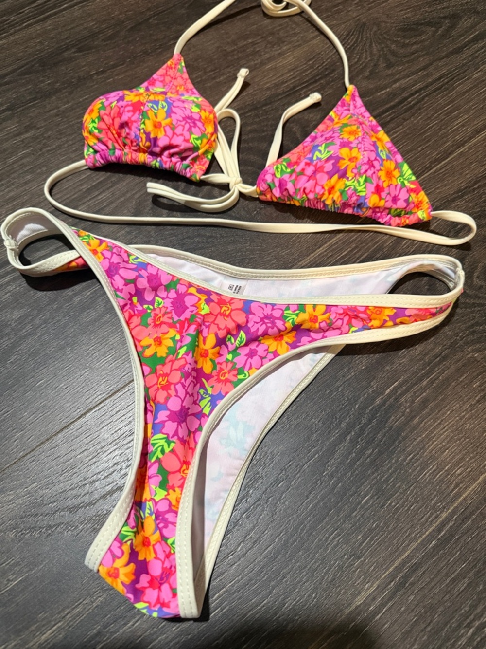 SHEIN Pink Floral String Bikini Set